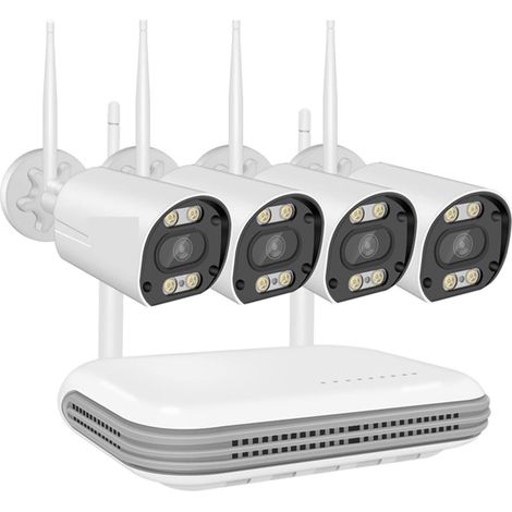 Système de caméra de sécurité à domicile Kit de caméra Wifi sans fil 3MP Audio bidirectionnel AI détection de visage caméra de sécurité extérieure 8CH NVR système de Surveillance vidéo ( Size : None , (1/5)