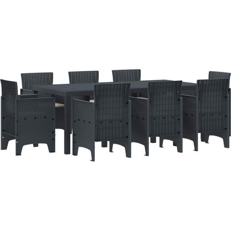 Ensemble table et chaises de jardin 9 pièces, gris anthracite (1/5)