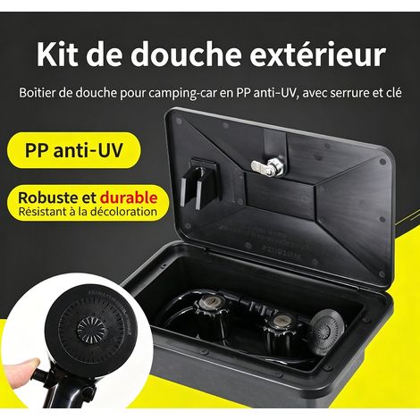 Kit de douche extérieure pour camping‑car pommeau de douche avec robinets eau chaude froide et tuyau souple en plastique (1/5)