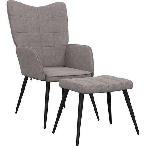 Chaise longue relax avec repose-pieds intégré – Assise confortable en tissu gris-brun, design ergonomique pour salon ou chambre (1/5)