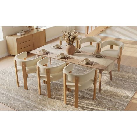 Ensemble de 6 chaises salle à manger ergonomiques, rembourrage épais, pieds en fer, aspect bois, respirantes & faciles à nettoyer – chambre, salon, cuisine (1/4)