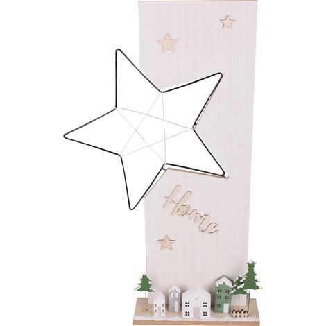 TrendLine Deko Aufsteller Holz Weihnachten Home 61 x 6 x 38 cm weiß Figur
