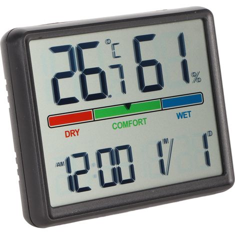 Réveil électronique magnétique noir de bureau (avec affichage de la température et de l'humidité)
