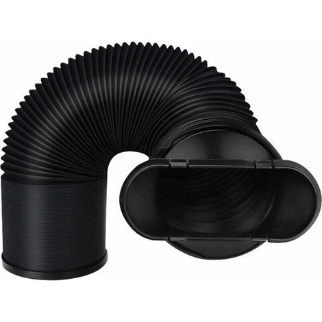 Tuyau d'échappement extensible noir pour climatiseur mobile avec raccord plat, flexible en PVC, diamètre 15 cm, longueur 22 cm à 150 cm. (1/4)
