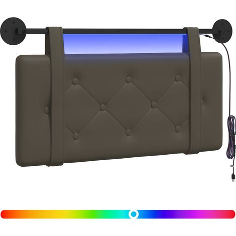 Maison Exclusive - Hängendes Kopfteil Mit LED Licht Grau Kunstled