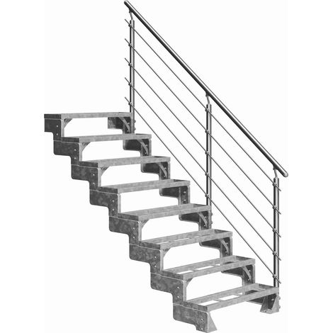 Dolle Außentreppe Gardentop 144-176cm Geschosshöhe mit Einlegerahmen 100cm breit mit Prova-Geländer