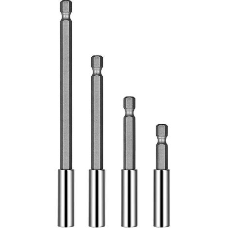 Ensemble de 4 rallonges pour perceuse avec tige hexagonale magnétique - Pour vis et écrous - Support extensible pour visseuse et perceuse sans fil (1/5)