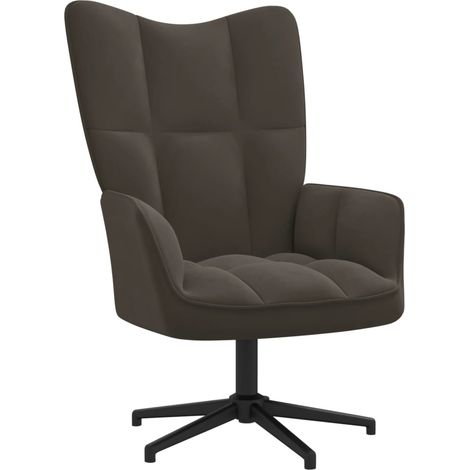 Chaise de relaxation Fauteuil relax - Gris foncé Velours BonneVie-40350 (1/5)