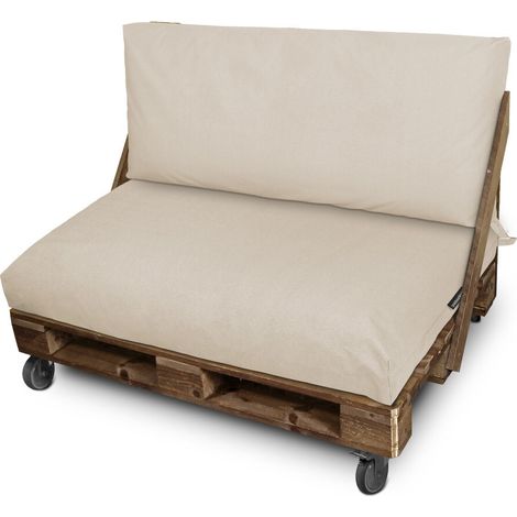 Cojín para Palets Toldotex Crudo Set: Asiento 120x80x20 (liso) + Respaldo 120x45x25 (liso) Crudo