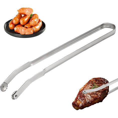 Pinzas giratorias de acero inoxidable de 38 cm para barbacoa - Pinzas de cocina largas - Para cocinar salchichas y perritos calientes (1/5)