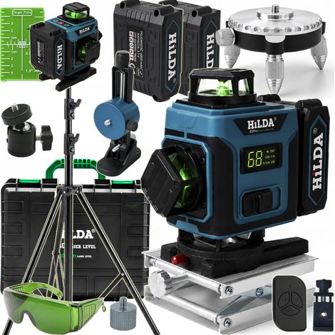 Niveau laser Hilda 4DPRO à 360°, laser en croix, trépied, 2,9 m (1/5)