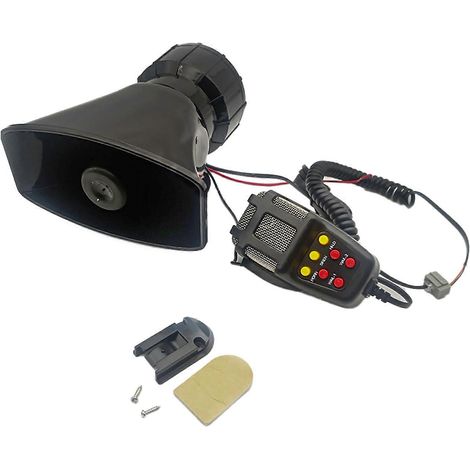 1 juego de sirena para coche, súper potente, universal, con 7 sonidos, 12 V, eléctrica, con altavoz para coche y megáfono de emergencia. (1/5)