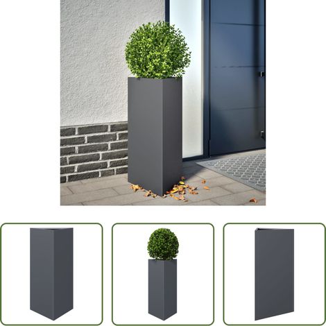 Blumenkübel -  Pflanzkübel Anthrazit Dreieckig 40x34,5x70 cm Stahl (1/5)