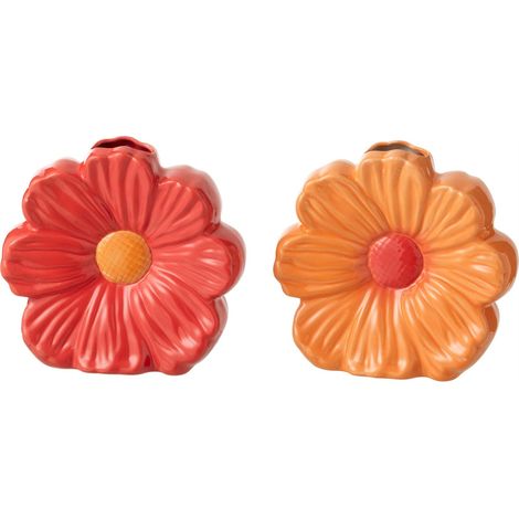 Vase fleur en porcelaine rouge et orange - rouge et orange (1/3)