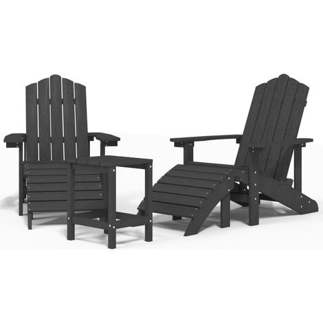 Maison Exclusive - Chaises de jardin Adirondack repose-pied table PEHD Anthracite