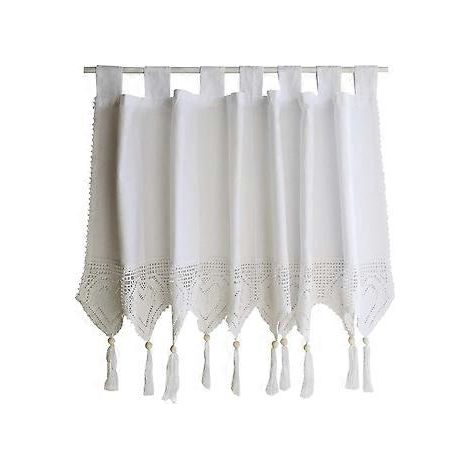 Stück - kurzer Gardine - Netzgardine - Vintage - Boho-Gardine - Gardine - weiß - Schlafzimmer - Baumwolle - 150 x 45 cm - amerikanisch