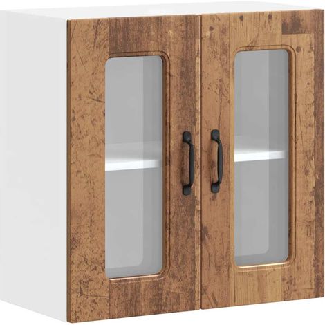 Maison Exclusive - Pensile da Cucina con Porta in Vetro Kalmar Legno Vecchio