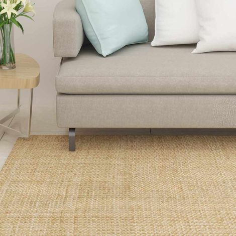 Tapis d'intérieur carré en sisal naturel 100 x 100 cm avec envers en latex antidérapant - PANGIVO (1/5)