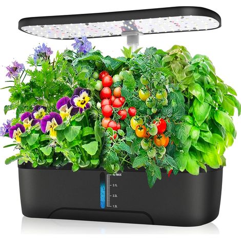 Système hydroponique à 12 compartiments – Jardin d'herbes aromatiques d'intérieur – Avec lampe de croissance et minuterie automatique – Hauteur réglable – Jardinage d'intérieur (1/4)