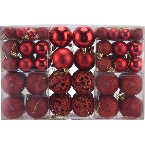 Stabile Weihnachtskugeln aus Kunststoff, 100 Stück, für drinnen und draußen, roter Baumschmuck (1/5)