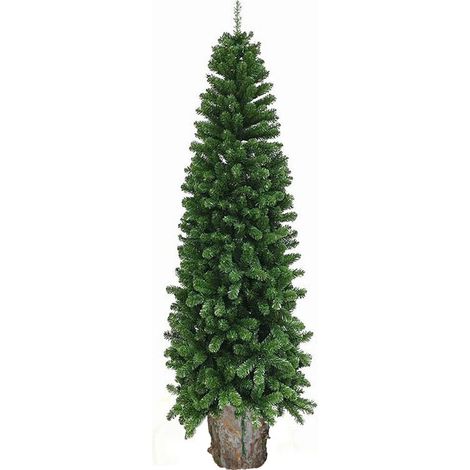 Albero di natale con tronco in legno artificiale verde folto cm 210 230 decorazioni addobbi natalizi ambiente casa ignifugo - MISURA: BASE - troncoealbero: Albero c/tronco 230cm (1/5)