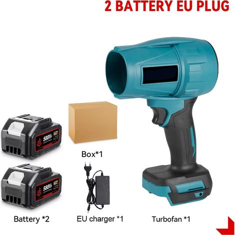 2000W 200 M/S ventilateur Turbo électrique sans fil souffleurs d'air à feuilles outil électrique de soufflage de poussière de neige pour broche de batterie Makita-2x588VF Battery Set (1/5)