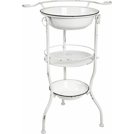 Étagère 3 Niveaux Vintage "Bassines" 85cm Blanc