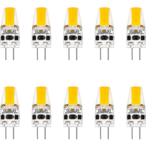 G4 LED Birne dimmbar 2W Tageslichtbeleuchtung, AC/DC 12V-24V 0705 COB Glühbirnen Äquivalent zu 20W Halogenbirne, G4 Birne für Unterschrankbeleuchtung, Deckenleuchten (10 Stück), Warmweiß (1/5)