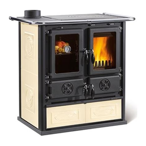 Cuisinière à bois raccordable - LA NORDICA Rosetta Sinistra 5.0 Ceramica 7.9 kW Panna
