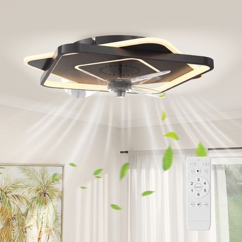 Ventilateur de plafond avec éclairage et télécommande, ventilateur de plafond LED à 6 vitesses et 3 températures de couleur (1/5)