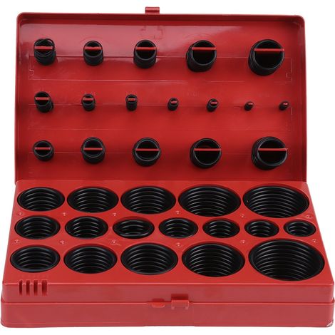 Kit 419 joints toriques universels en caoutchouc, assortiment de joints d'étanchéité R01-R32, bagues plates, kit de rondelles pour réparation, diamètres variés. (1/5)