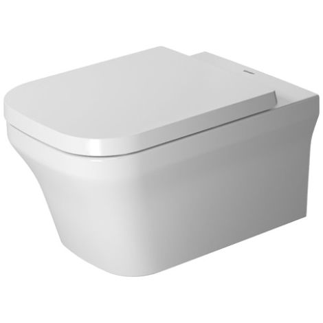 WC Duravit P3 Comforts à suspension murale Duravit Rimless (sans rebord), lavable, Durafix inclus, Coloris: Blanc avec Wondergliss - 25610900001 (1/2)