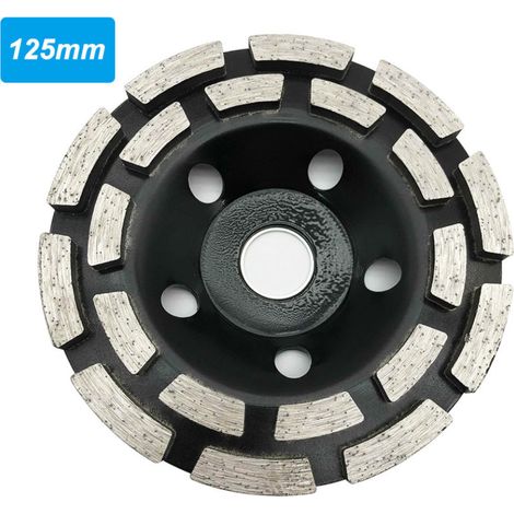 Meule diamantée à double rangée abrasive 125 mm, pour marbre, béton, polissage, noir – DELKEVIC (1/4)