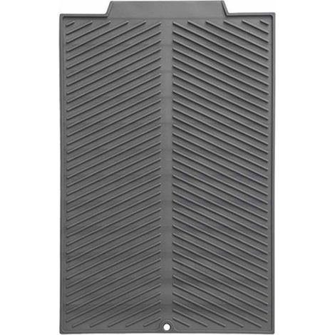 Tapis d'égouttoir en silicone antidérapant et résistant à la chaleur, tapis d'évier en silicone, séchage pratique et rapide, protège la vaisselle et les verres des dégâts d'eau. (1/5)