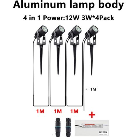 Spots LED basse tension 24 V (blanc chaud 3000K - 42T 4 en 1 12 W) - Lot de 6 à 14 - Éclairage décoratif extérieur pour jardin, terrasse, allée, patio (lot de 6 à 14) - Éclairage décoratif pour terras (1/5)