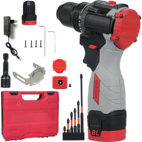 Perceuse à percussion 16,8 V sans balais, rechargeable avec batterie et chargeur, couple de 45 Nm, 2 vitesses variables, ensemble d'outils électroportatifs pour la maison (1/5)