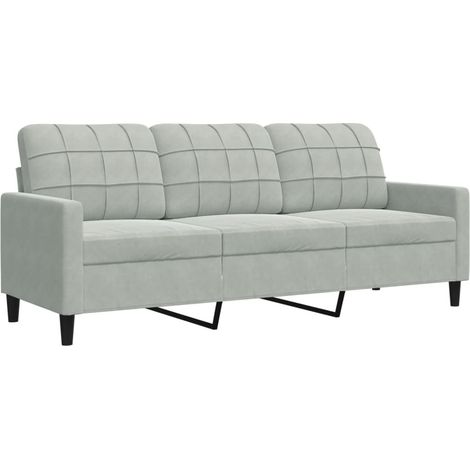 Canapé  Sofa à 3 places Gris clair 180 cm Velours (1/5)