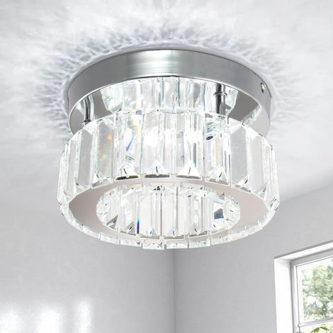 Plafonnier LED en cristal rond moderne Ø22cm, luminaire encastré élégant en acier inoxydable avec LED intégrée 1200 lumens, idéal pour couloir, chambre, salle de bain, salon (1/5)