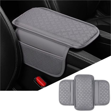 Housse De Protection Pour Console Centrale De Voiture, Coussin Rehausseur Console Centrale En Cuir, Universel Housse Coffre D'accoudoir De Voiture Accessoires Protection Intérieure(Gris) (1/5)
