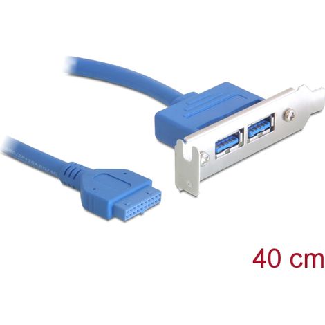 Delock slot bracket usb 3.0 pin header 19 pin 1 x internal  2 x usb 3.0-a female external low profile