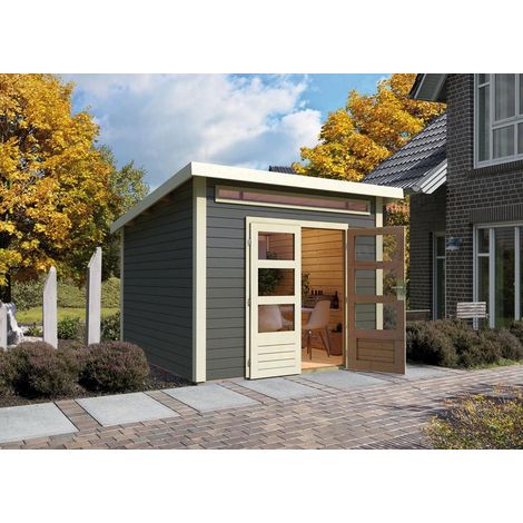 Farge 3 terragrau Flachdachhaus 2,44x2,44x2,30 m