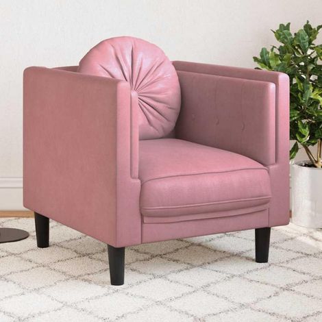 Stoff Doppelsofa mit Kissen, Rosa Samt, 71x77x70 cm (1/5)