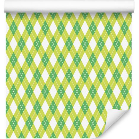 Papier peint à carreaux crème et citron vert Vichy pour salon et chambre 50x1000 cm (1/5)