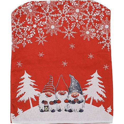 Ej.Life Weihnachtsdekoration, europäischer und amerikanischer Cartoon-Stil, roter und grauer Tisch- und Stuhlbezug, kreativer Druck, Weihnachtsstuhlbezug, roter gesichtsloser alter Mann-Stuhlbezug (1/5)