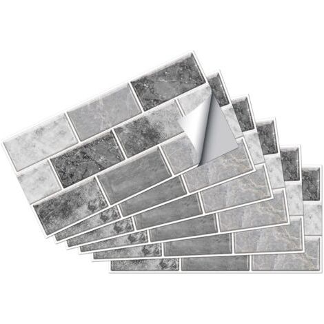 18pcs Autocollants pour Carreaux Rectangulaire, Stickers Carrelage Adhésif Imperméable, PVC Autocollants de Carreaux Bricolage pour Maison Salle Bains Cuisine, 30x15cm Gris Clairdengyank (1/5)