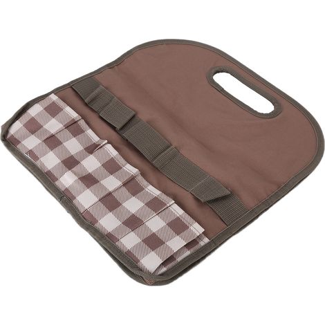 Große Werkzeugtasche mit großem Fassungsvermögen, kaffeefarbenem Karomuster, verstellbar und tragbar, für Garten, Heimwerken und Aufbewahrung im Haushalt, mehrere Fächer, robust und praktisch (1/5)