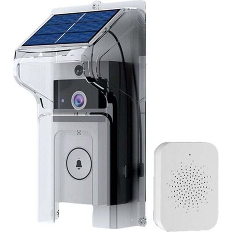 Sonnette Vidéo WiFi Sans Fil Alimentation Solaire Vision Nuit Étanche Interphone Audio Bidirectionnel HD Maison Connectée