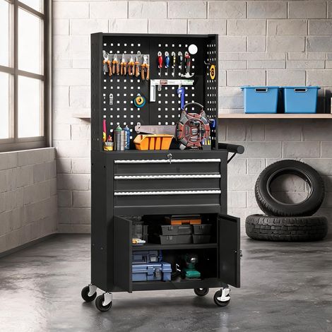 Servante d'atelier coloris noir en 80 69 x 33 x 133 cm (1/5)