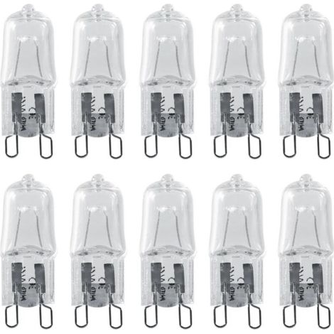Lot de 10 ampoules halogènes G9 28W transparentes, antidéflagrantes, pour four. (1/4)