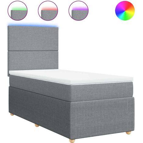 Maison Exclusive - Sommier à lattes de lit avec matelas Gris clair 100x200cm Tissu (1/5)